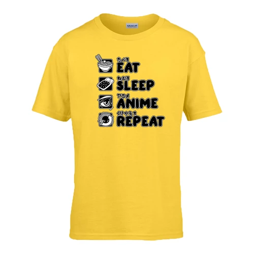 Eat sleep anime repeat gyerek póló (Citrom)