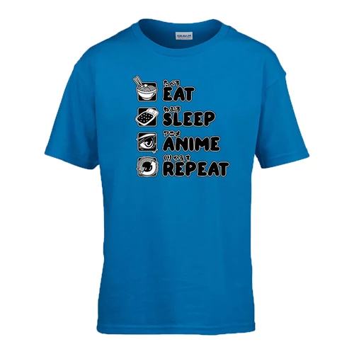 Eat sleep anime repeat gyerek póló (Türkiz)