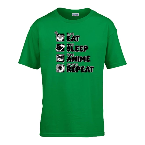 Eat sleep anime repeat gyerek póló (Zöld)
