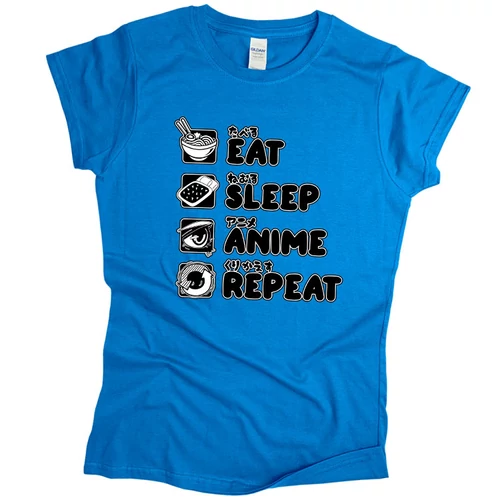 Eat sleep anime repeat női póló (Türkiz)