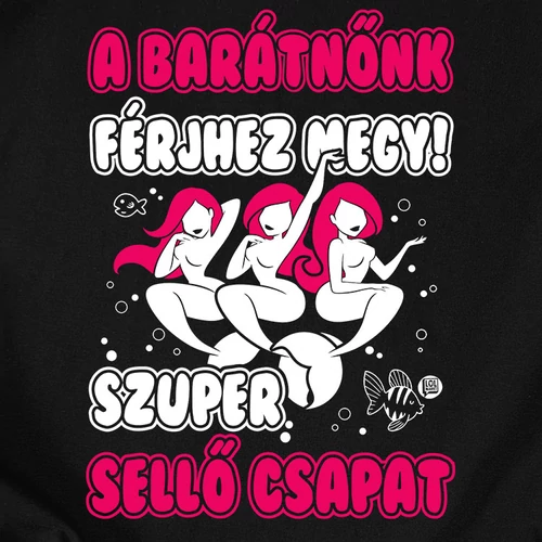Sellő csapat - lánybúcsús póló szett (B_fekete)