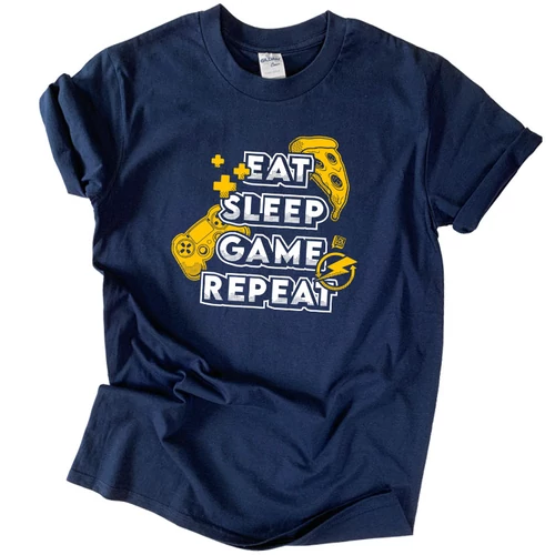 Eat Sleep Game Repeat  póló (Sötétkék)