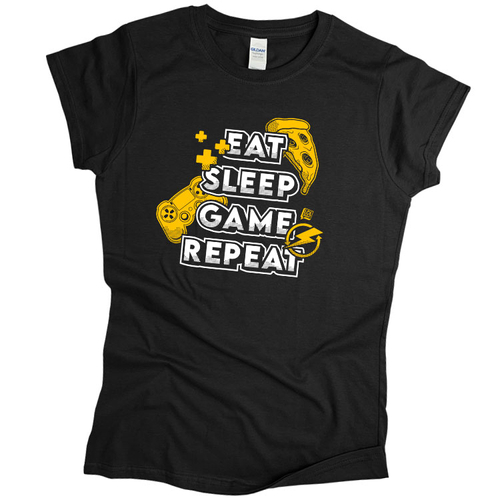 Eat Sleep Game Repeat női póló (Fekete)