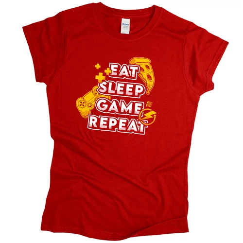 Eat Sleep Game Repeat női póló (Piros)