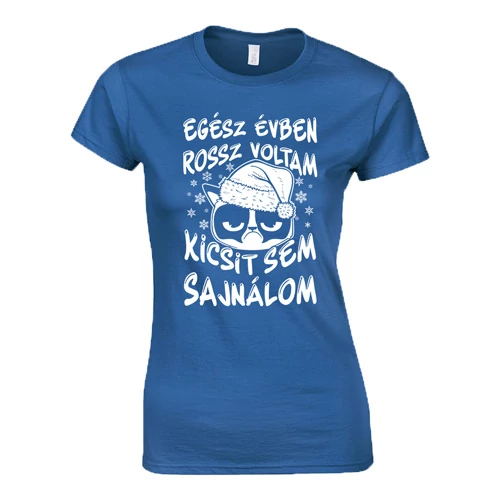 GrumpyCat - Télapó női póló (Királykék)