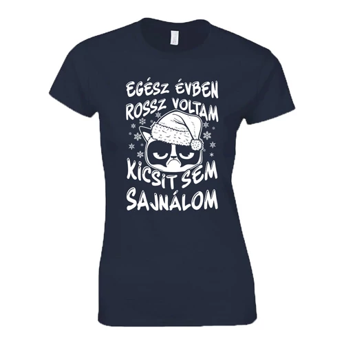 GrumpyCat - Télapó női póló (Sötétkék)