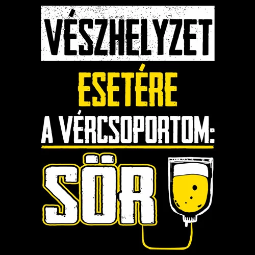 A vércsoportom sör póló (fekete)