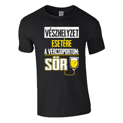 A vércsoportom sör férfi póló (Fekete)