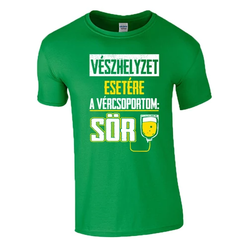 A vércsoportom sör póló (zöld)