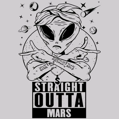 Straight Outta Mars férfi póló (szürke)