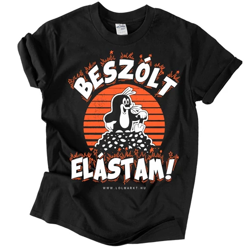 Kisvakond - Beszólt, Elástam férfi póló (fekete)