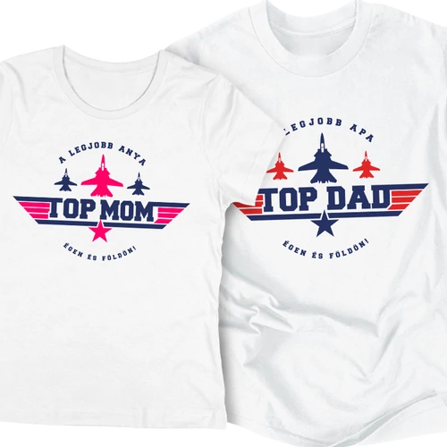 TOP DAD - TOP MOM páros szett (fehér)