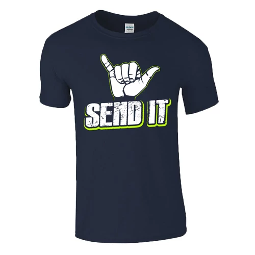 SEND IT SHAKA férfi póló (sötétkék)
