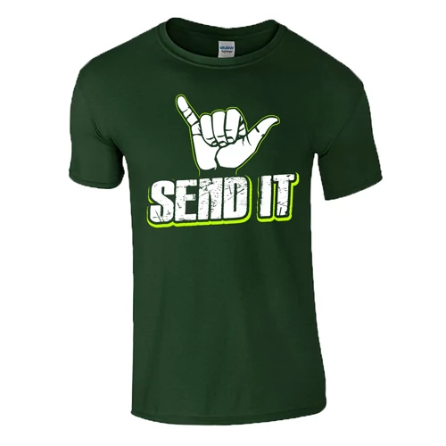 SEND IT SHAKA férfi póló (sötétzöld)