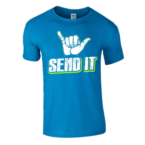 SEND IT SHAKA férfi póló (türkiz)