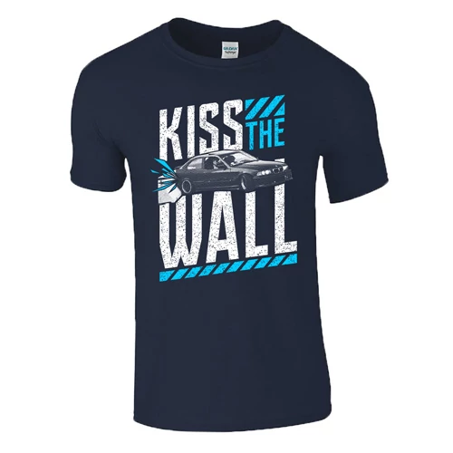 KISS THE WALL férfi póló (sötétkék)