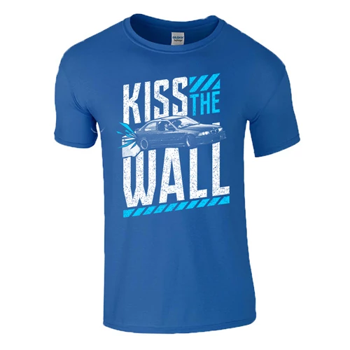 KISS THE WALL férfi póló (királykék)