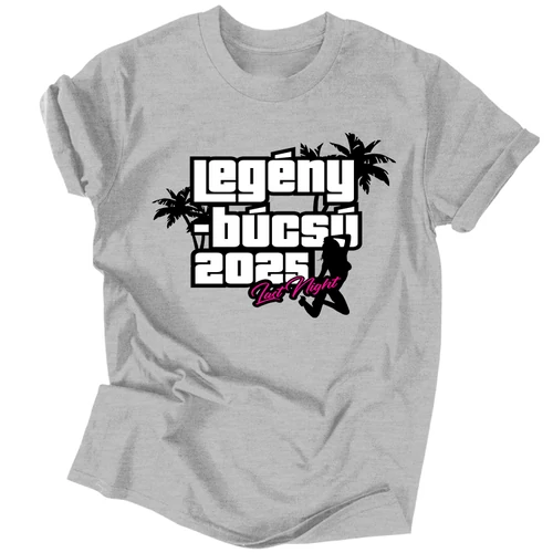 LEGÉNYBÚCSÚ - GTA férfi póló szett  (Szürke)