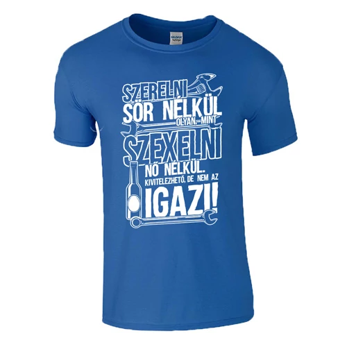 Szerelni sör nélkül férfi póló (királykék)