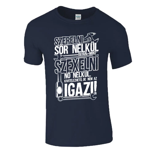 Szerelni sör nélkül férfi póló (sötétkék)