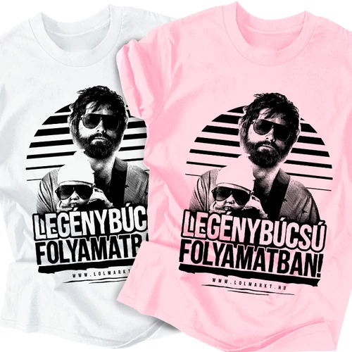 Legénybúcsú Folyamatban póló szett (Fehér)