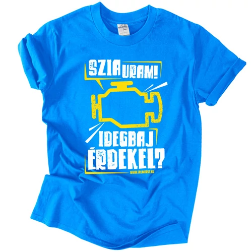 Szia Uram! - Check Engine férfi póló (türkiz)