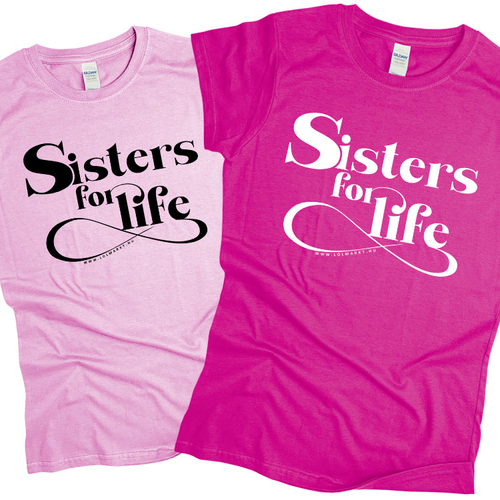 Sisters for life női póló szett (rózsíszín,világos rózsaszín)