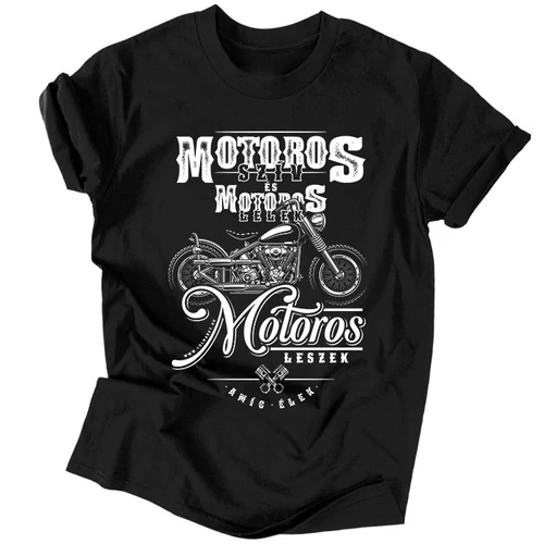Motoros szív Vintage férfi póló (fekete)