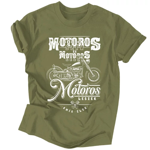 Motoros szív Vintage férfi póló (military)