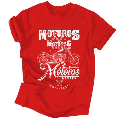 Motoros szív Vintage férfi póló (piros)