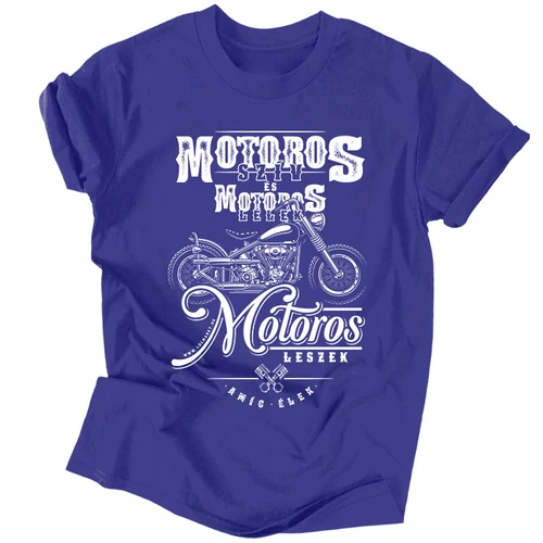 Motoros szív Vintage férfi póló (királykék)