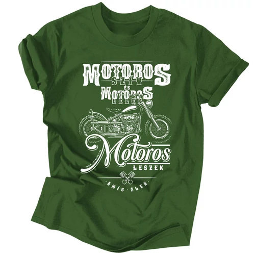 Motoros szív Vintage férfi póló (sötétzöld)