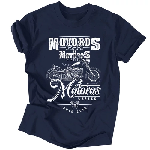 Motoros szív Vintage férfi póló (navy)
