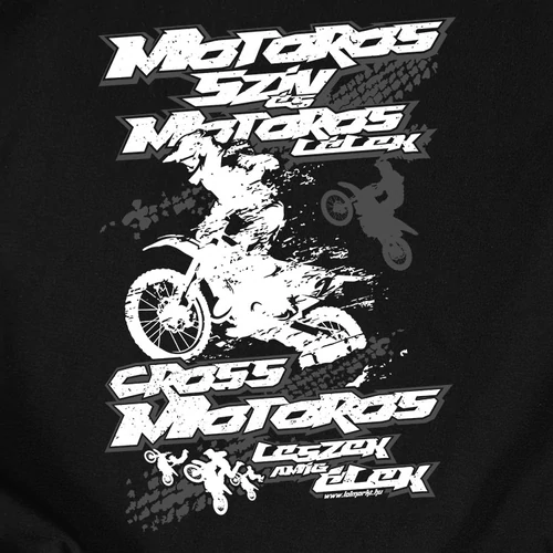Motoros szív Cross férfi póló (fekete)