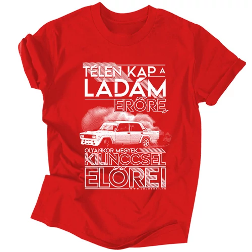 Télen kap a ladám erőre férfi póló (piros)