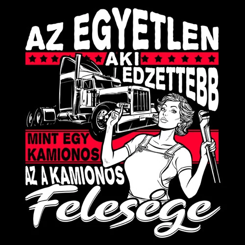 A kamionos feleség női póló (B_Fekete)