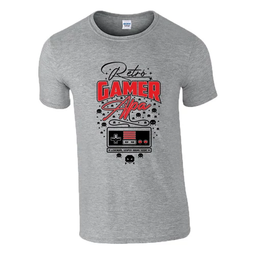 Retró gamer apa póló (Szürke)