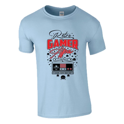 Retró gamer apa póló (Világoskék)