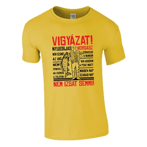 Vigyázat nyugdíjas horgász póló (Citrom)