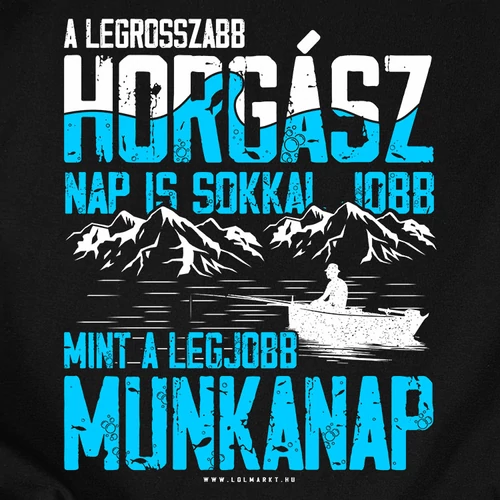 Horgász munkanap férfi póló (RD) (B_Fekete)