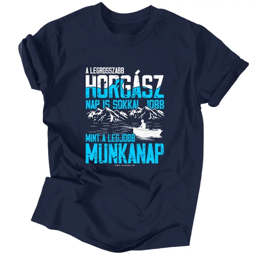 Horgász munkanap férfi póló (RD) (Sötétkék)
