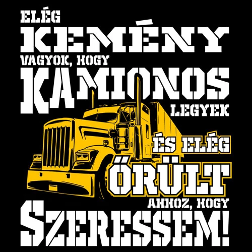 Őrült kamionos póló (B_Fekete)