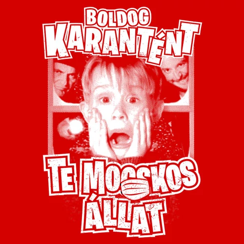Boldog karantént te mocskos állat női póló (B_Piros)