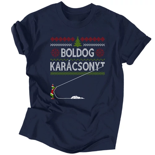 Boldog Karácsonyt (mini grincs) póló (Sötétkék)
