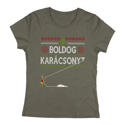 Boldog Karácsonyt (mini grincs) női póló (Grafit)