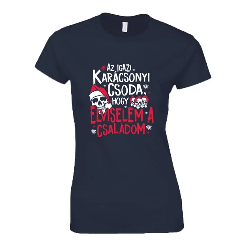 Az igazi karácsonyi csoda női póló (Sötétkék)