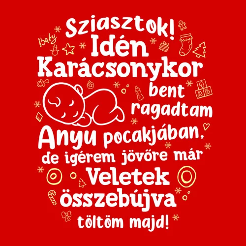 Anyu pocakjában női póló (B_Piros)