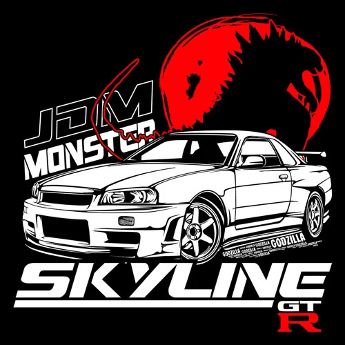 JDM Monster (Skyline) póló (B_Fekete)