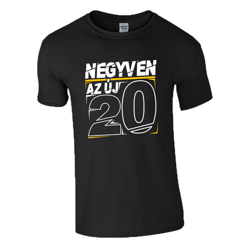 Az új 20 (Szülinap) póló (Fekete)