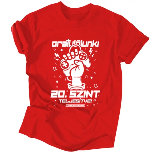 Szint teljesítve férfi póló (Piros)